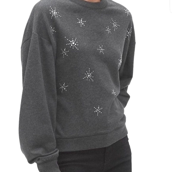 Gap Crystal Embellished Pullover Gray Sweatshirt - Picture 2 of 6